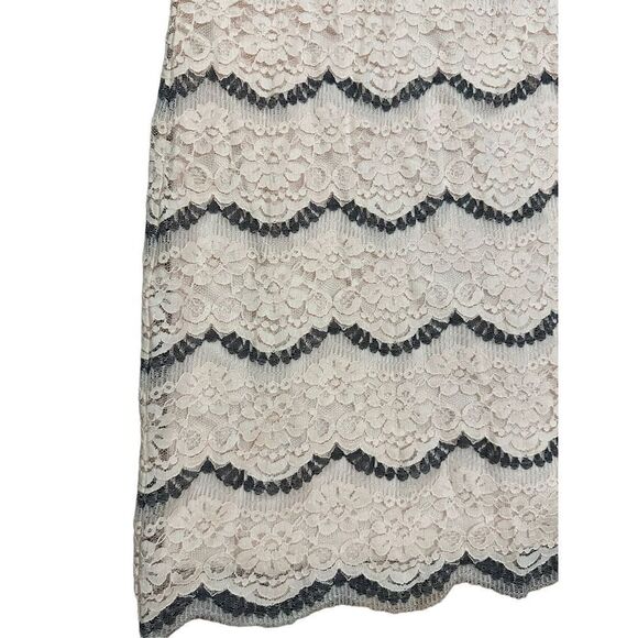 London Times Sz 14 Light Pink Gray Multi Lace Overlay Sheath Dress - Picture 6 of 11